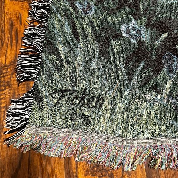 Vintage 1996 Large Cat Kittens Linda Pickens Flowers Tapestry Throw Blanket - Picture 5 of 5